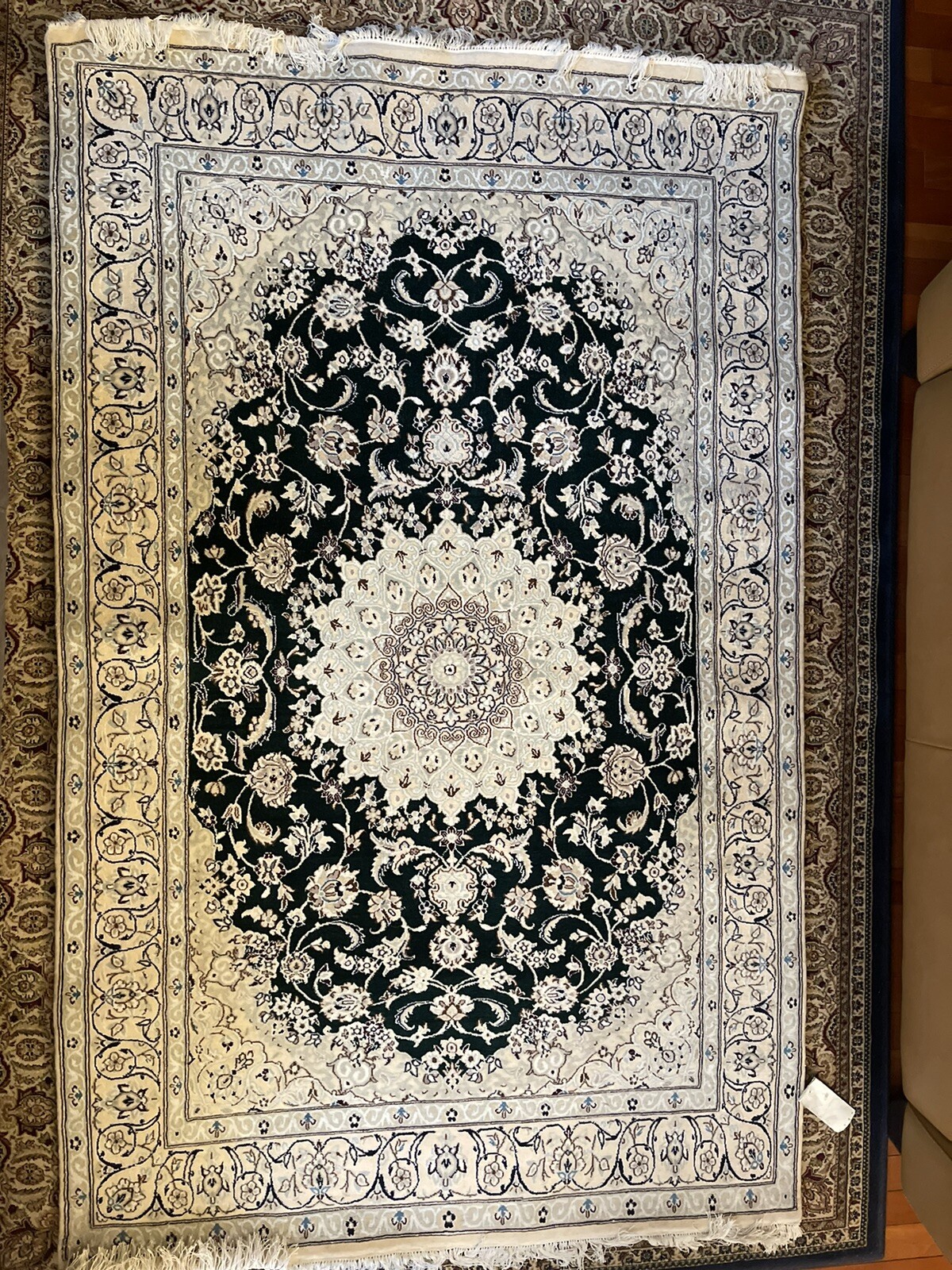 Very Fine Hand Knotted Wool & Silk Nain Rug 4’2” X 6’8” =27.81 Sqft