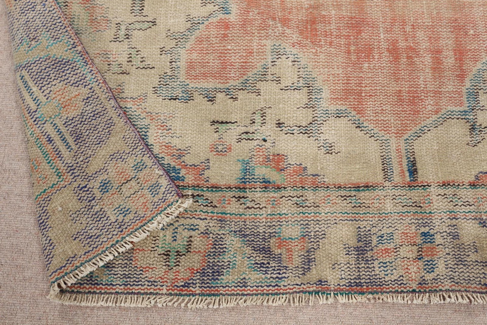 Turkish Vintage Rug, Large 5,8×9,5 ft (178×290 cm) Rug, Red Striped Wool Rug