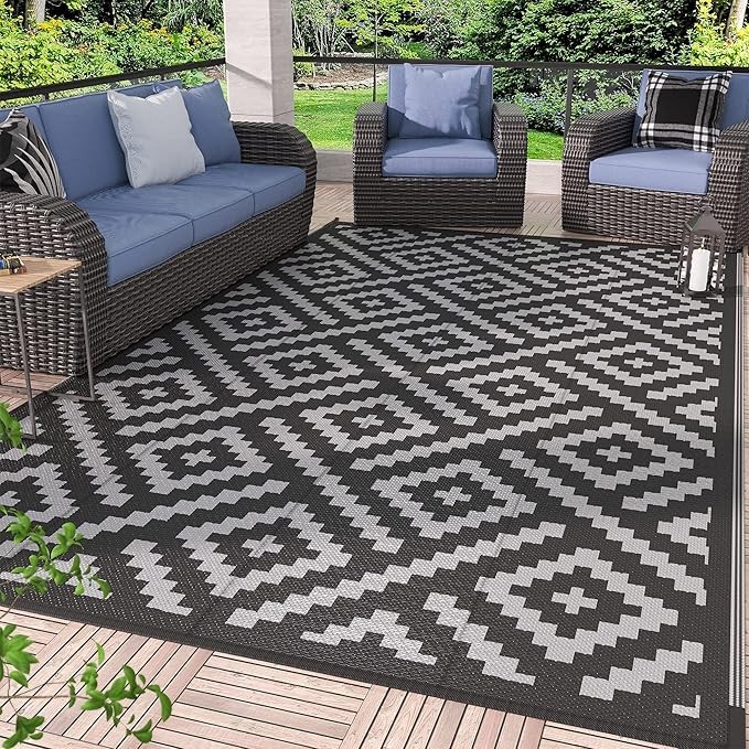 GENIMO Outdoor Rug for Patio Clearance,5’x8′ Waterproof Mat,Reversible Plastic