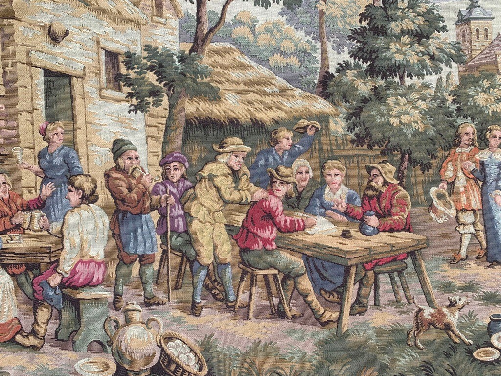 Vintage Tapestry,Medeival French Tapestry Pictorial Tapestry Home Decor 3×7 ft
