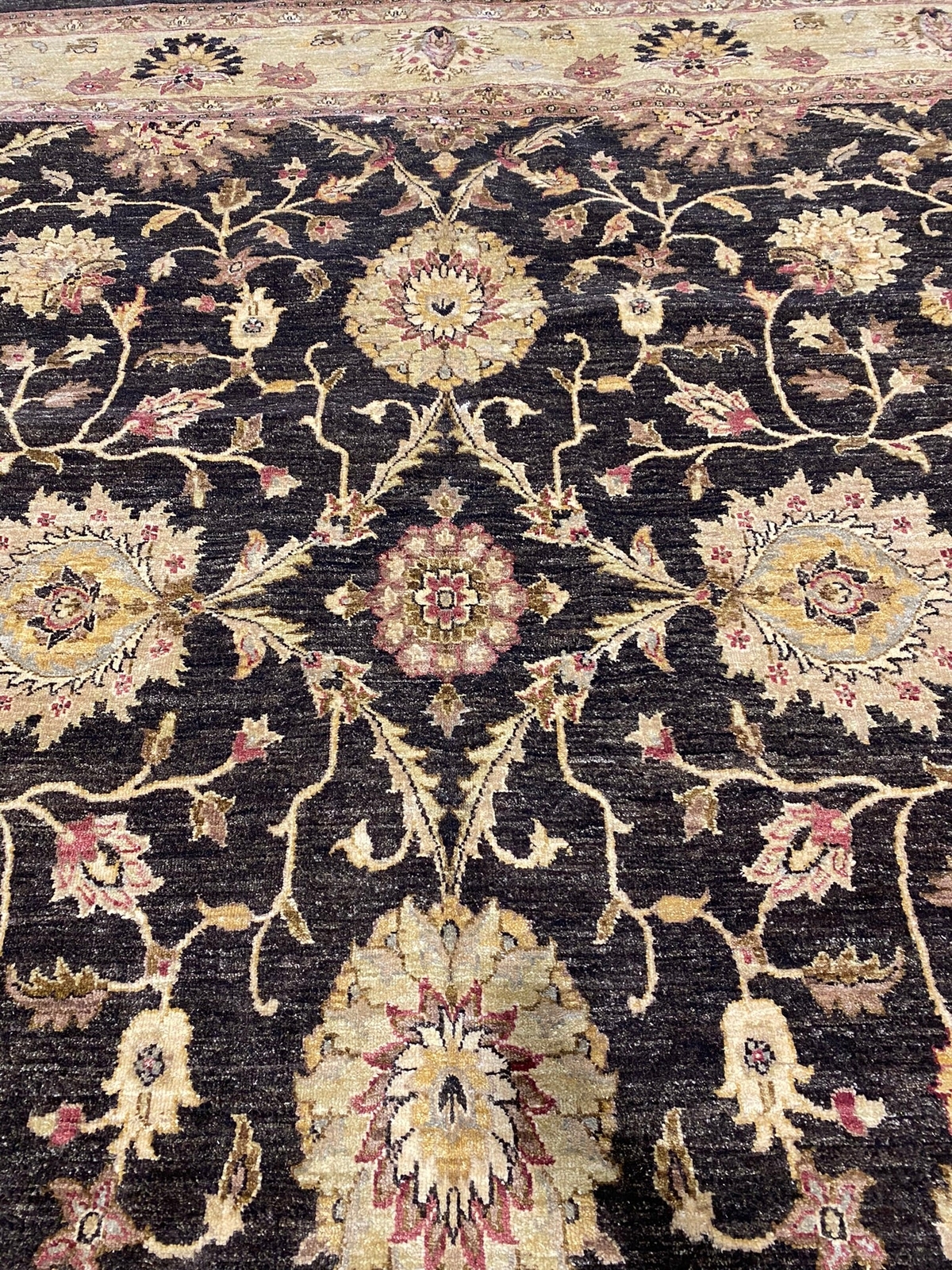 12′ x 15′ New Handmade Quality Wool Agra Large Rug BLACK GOLD #PIX- HT-2095