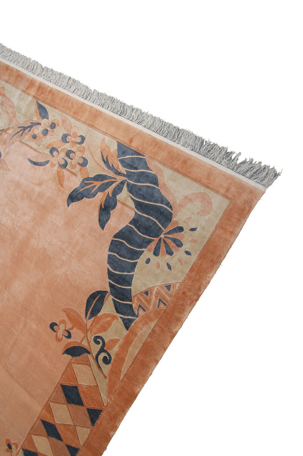 Rare Vintage Art Deco Rug Silk Chinese Rug Art Nouveau Handmade Rug Pink 8×11