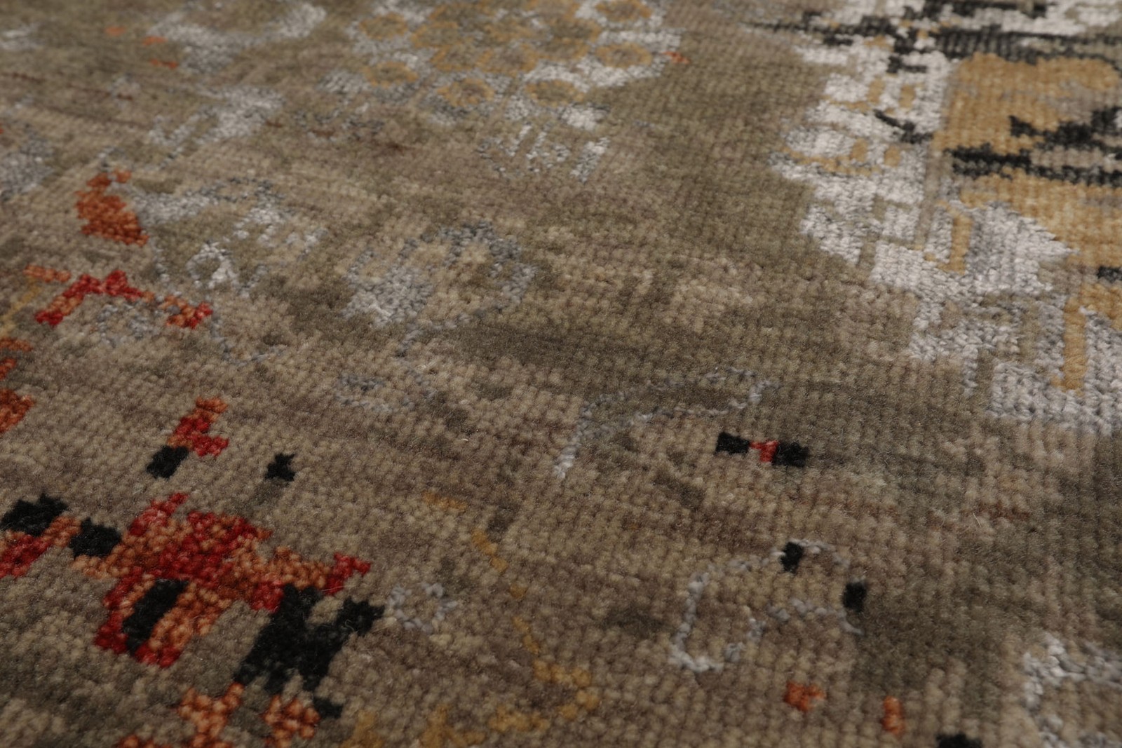 3×5 Hand Knotted LoomBloom Wool & Silk Gray Tibetan Modern Rug