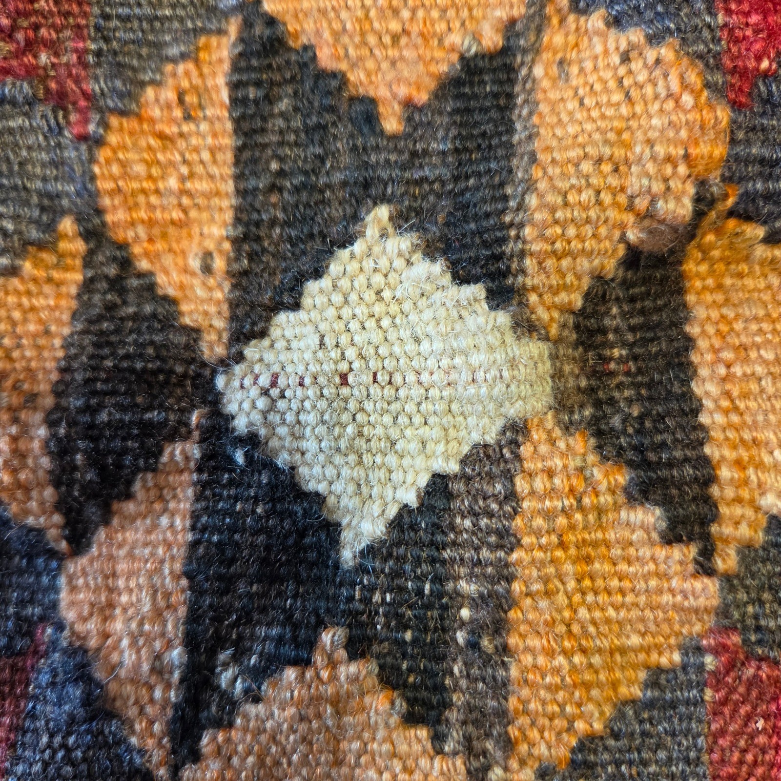 Handwoven Wool Kilim Rug Tribal Geometric Flatweave Terracotta Brown 28×36.5