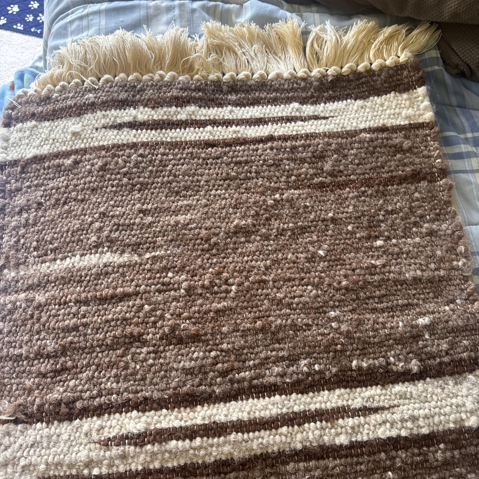 New hand loomed alpaca rugs. All original colors; no dyes added. From Texas.