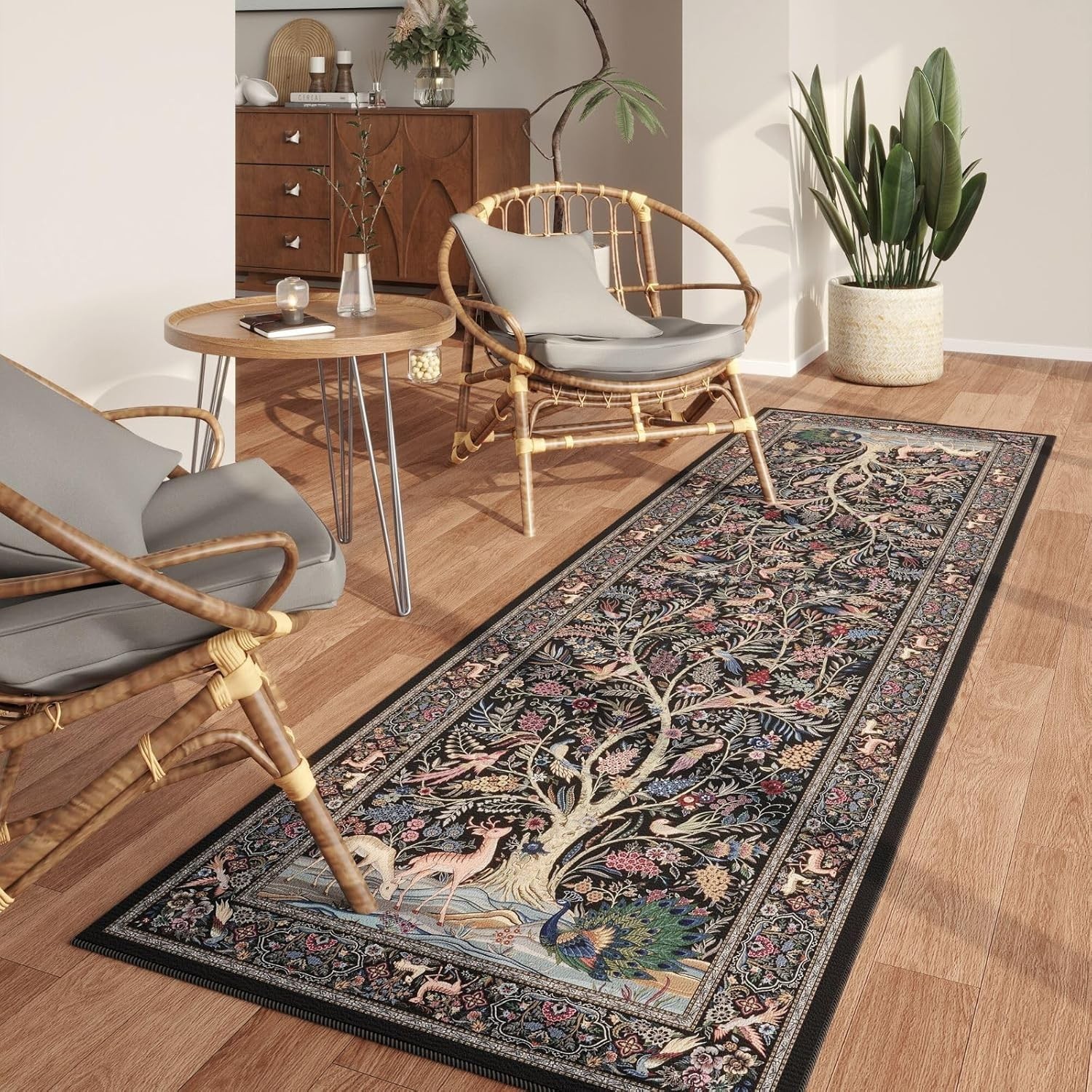 Runner Rug 2×6 Vibrant Tree of Life-Patterned Vintage Kitchen Rugs Non Slip W…