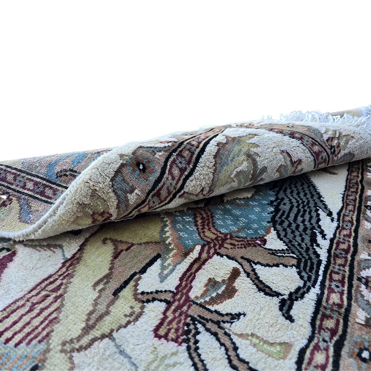 Area Rug Umre Khayam Wall Pictorial Hand Knotted Wool Silk Carpet (3.0 x 2.1)’