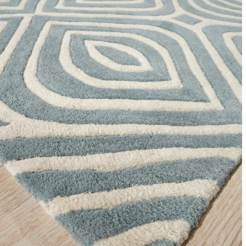Blue Hand Tufted Wool Area Rug, Living Room Carpet, Wool Room Carpet Custom Rugs