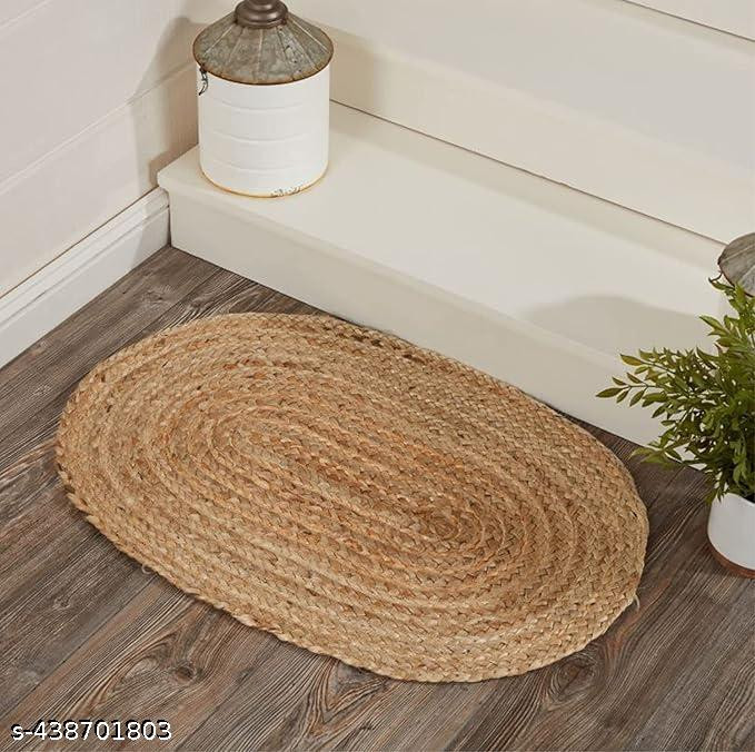 Jute Door Mat | Braided Reversible Organic Natural Mat | Dust Trapper Mat