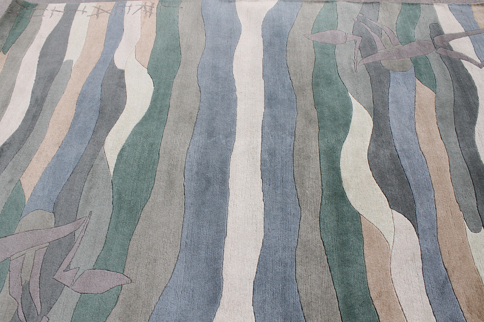 R17701 Bold Stripe Green Color Tibetan Woolen Area Rug 6′ X 9′ handmade in Nepal