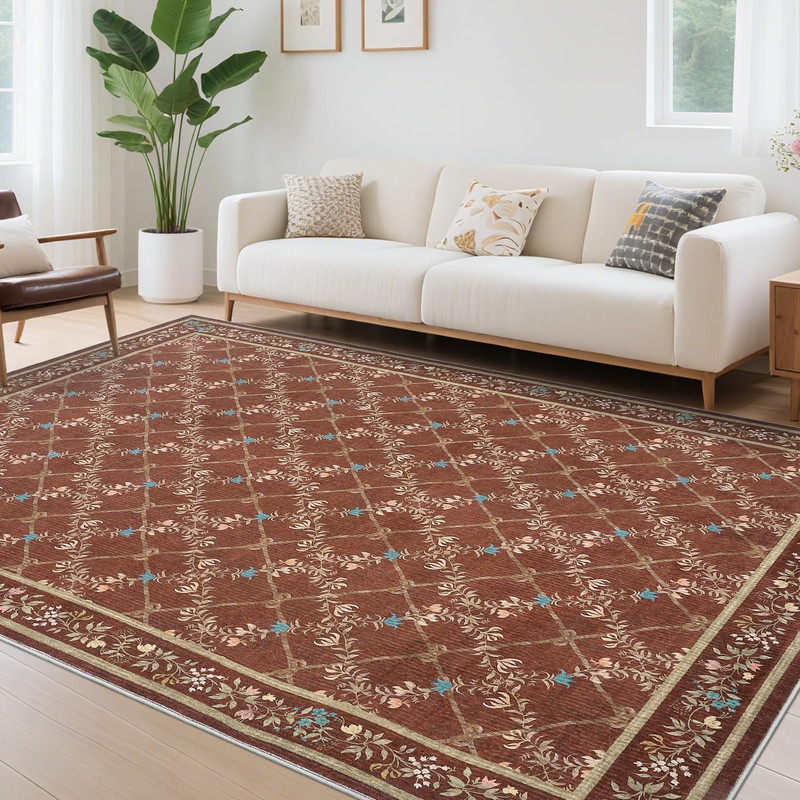 Cozyloom Area Rug 10X13 Rugs For Living Room Modern Floral Vine Rug Washable
