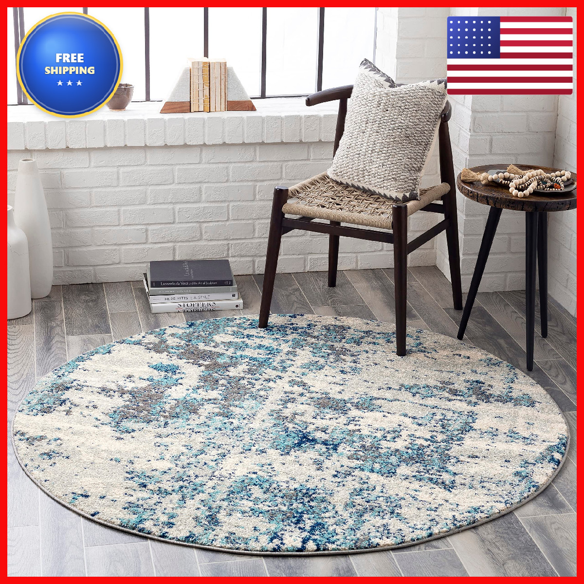 Livabliss Artistic Weavers Arti Modern Abstract Area Rug710 Rounddark Blue/Aqua