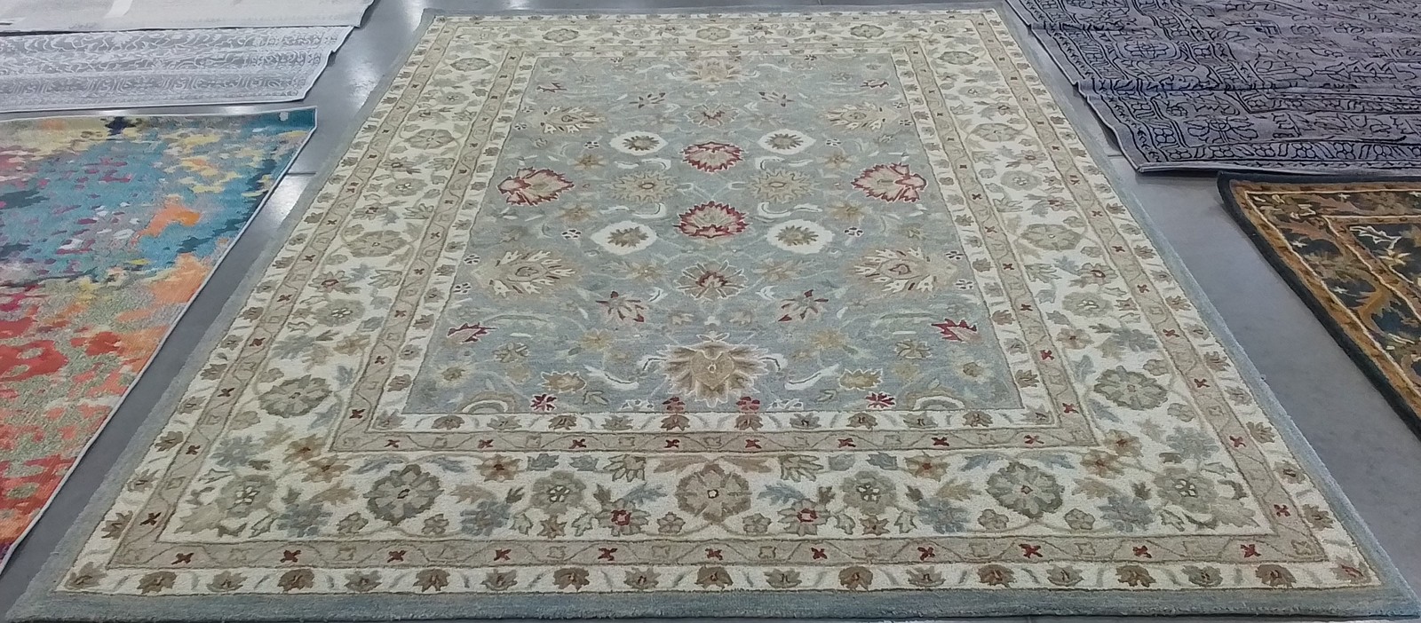 GREY BLUE BEIGE 8′-3″ x 11′-0″ Back Stain Rug, Reduced Price 1172789560 AT822A-9