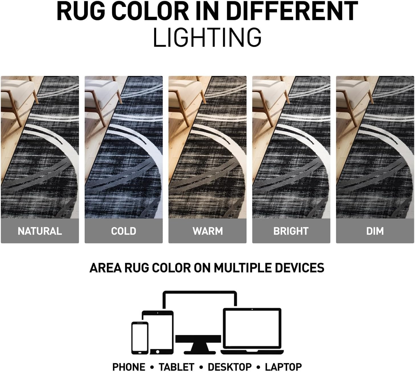 Modern Wavy Circles Design Area Rug, Non-Shedding Carpet for Living Room, Large