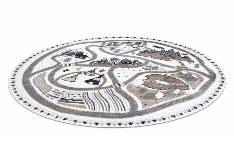 Modern Round Kids Carpet Circle “FUN” Cream 120 140 160 100 200 cm