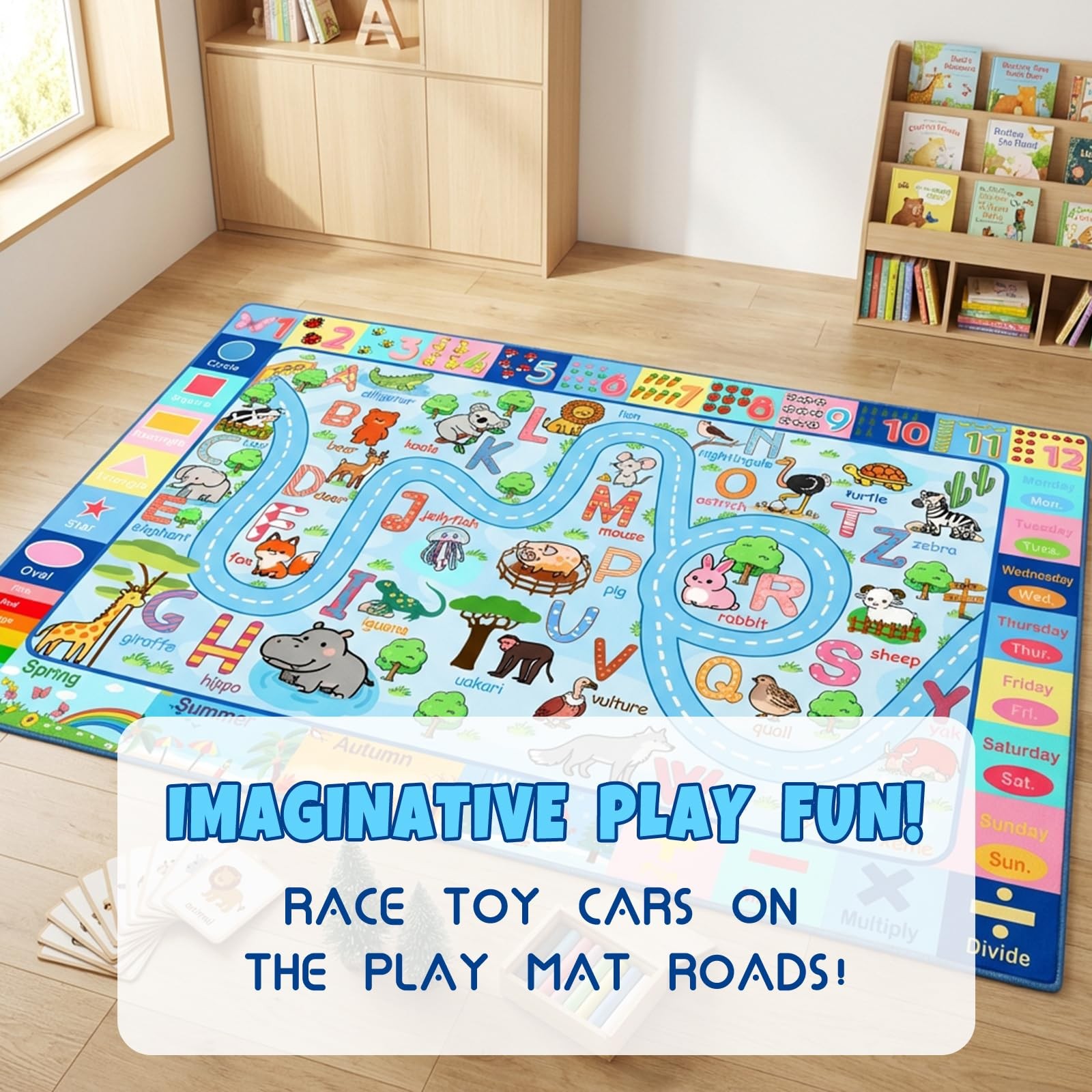 ABC Rug with Alphabet Animals Numbers Shapes, Kids Rugs for Playroom 3×5, Non…
