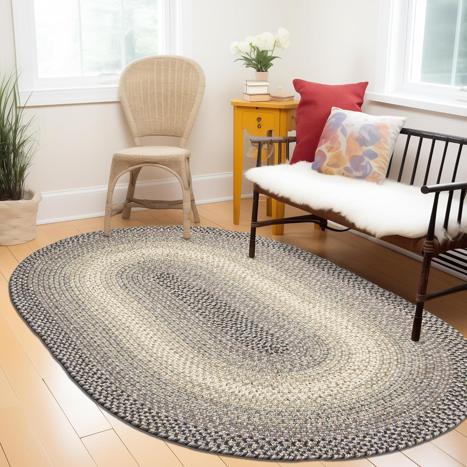 Reversible 3×5 Braided Rug – Ridgewood Gray for Indoor/Outdoor Use