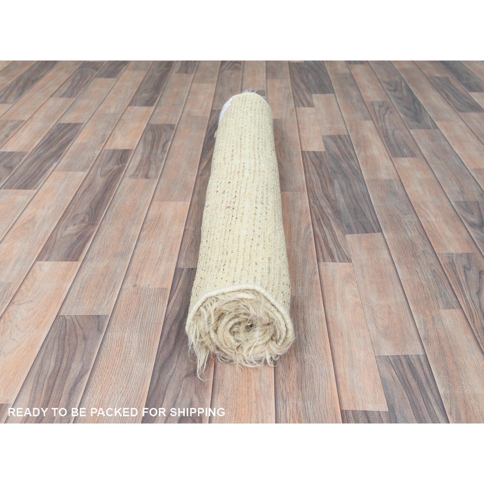 3’1″ x 5’3″ Beige Shaggy Moroccan Undyed Natural Wool Hand Knotted Rug R82570