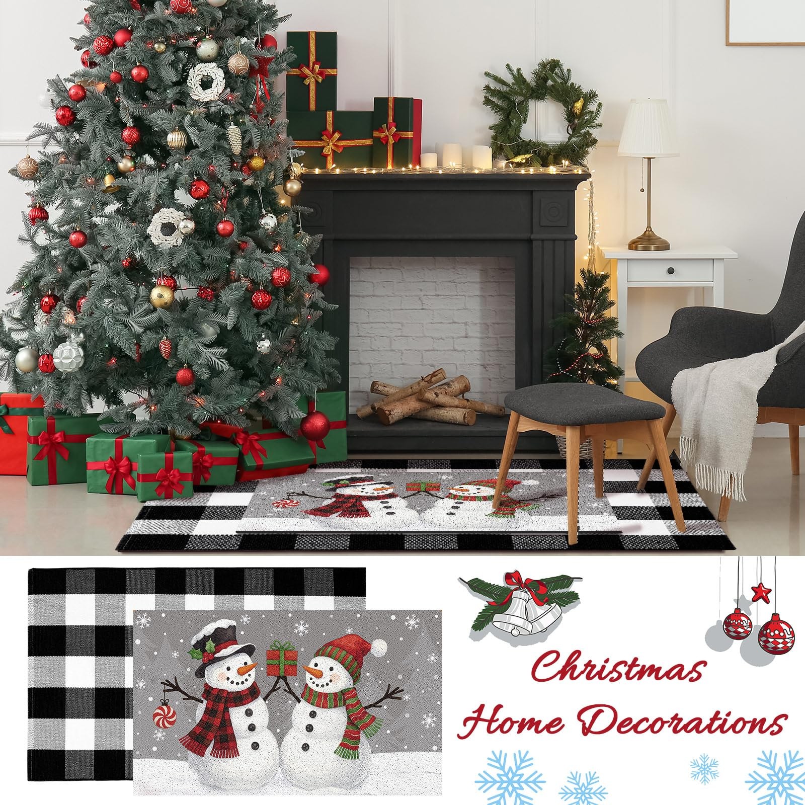 2 Pcs Christmas Doormats with Outdoor Rug Door Mat Combo Set 100% Coir Welcom…
