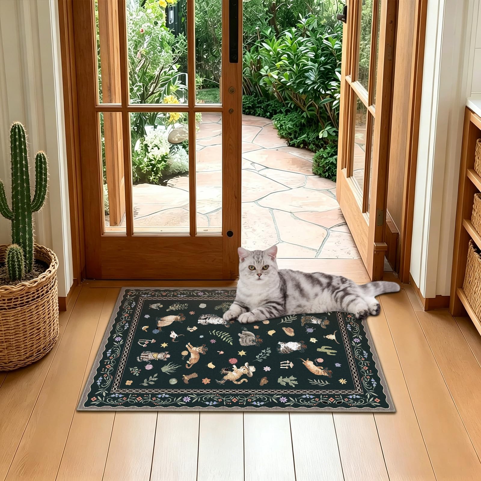 Acetiamin 2×3 Entryway Rug, Cute Western Cat Machine Washable Small Area Rug …