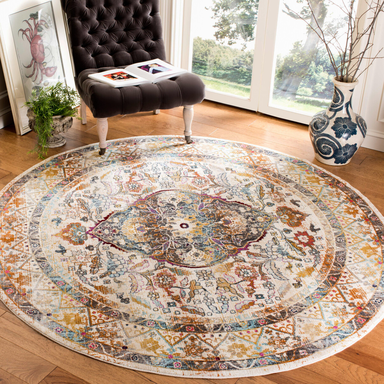 SAFAVIEH Baldwin Collection BDN189B Ivory / Teal Rug