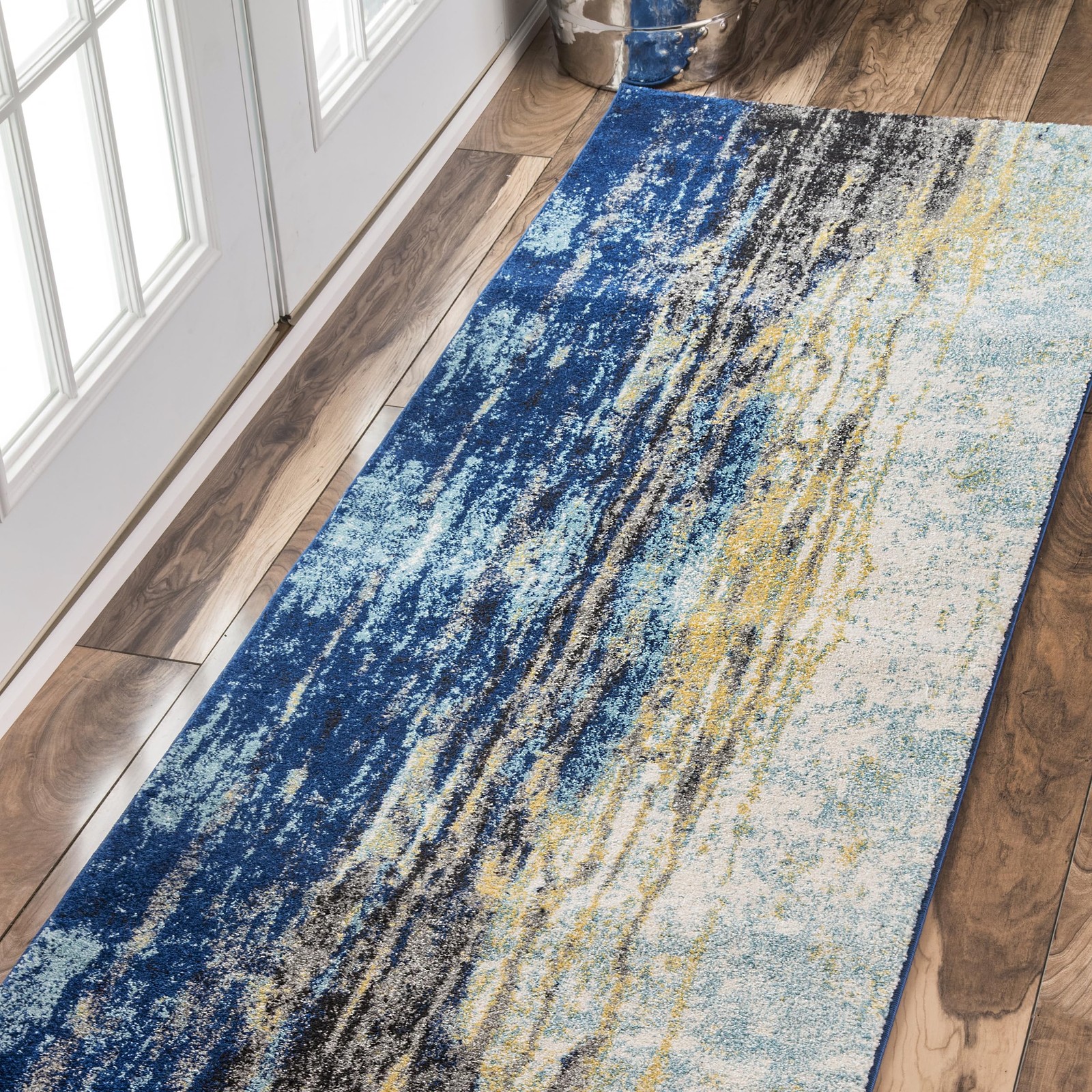 nuLOOM Katharina Blue Abstract Power Loomed Runner Rug, 2′ x 8′ RZBD04A