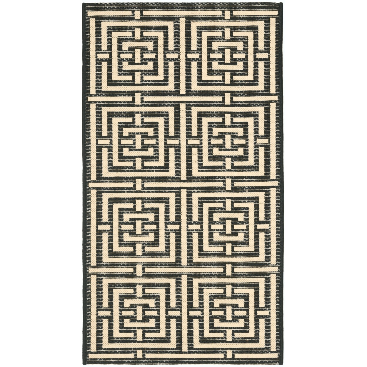 SAFAVIEH Indoor Outdoor CY6937-26 Courtyard Black / Bone Rug