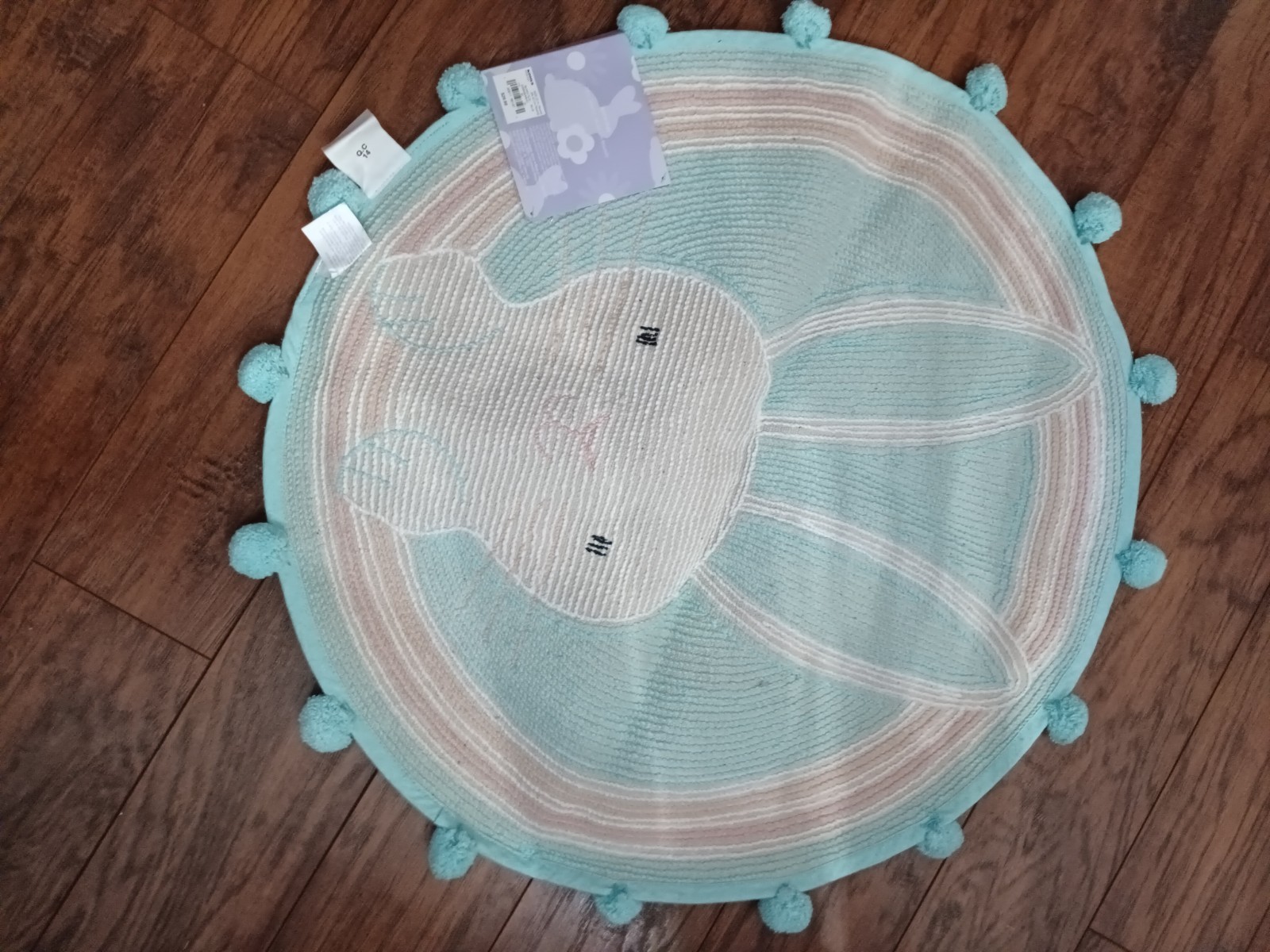 CELEBRATE EASTER TOGETHER ROUND 23″ BUNNY RUG
