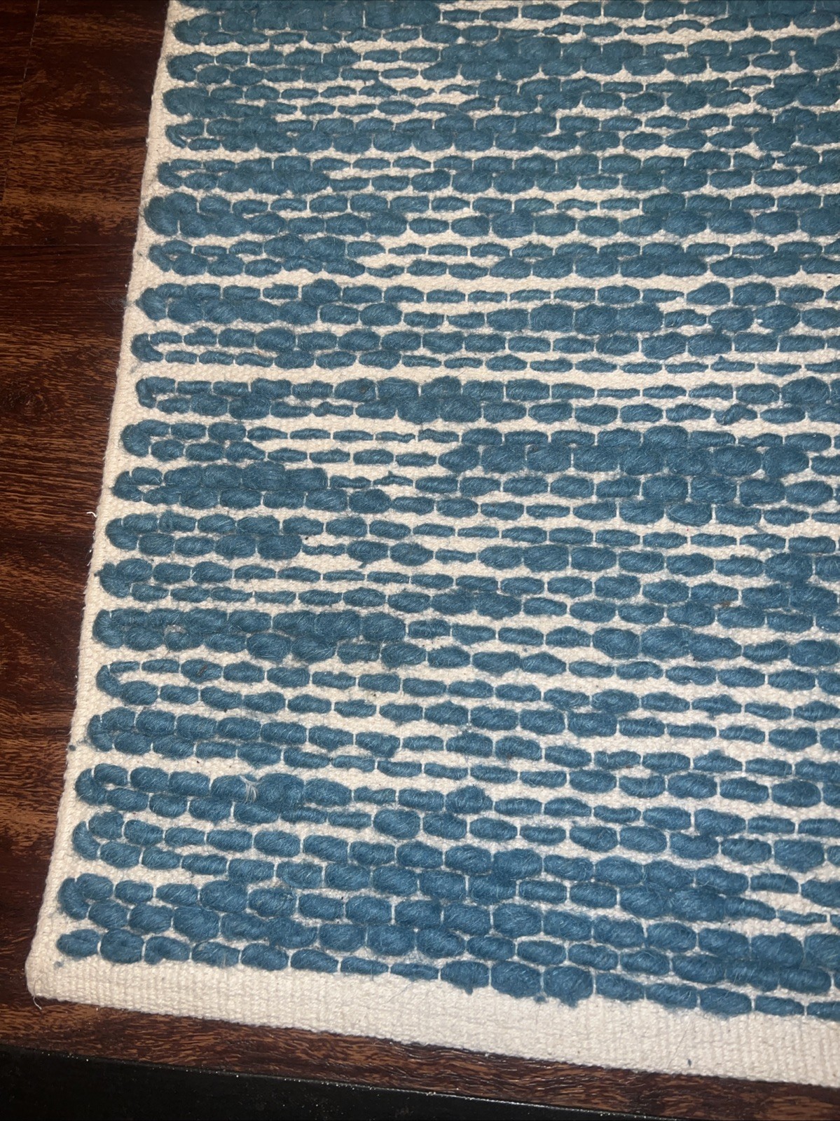 West Elm Painters Cotton Wool Area Rug 4×6 Handcrafted Teal Cream GCU