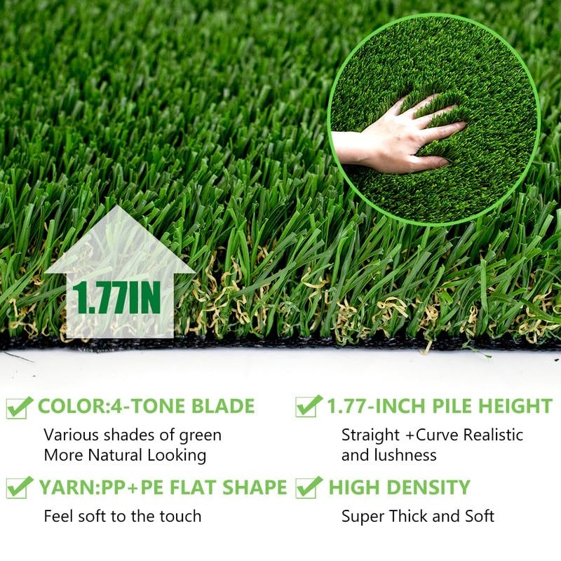 Luxurious 1.77″ Thick Artificial Grass Turf for Indoor/Outdoor Use