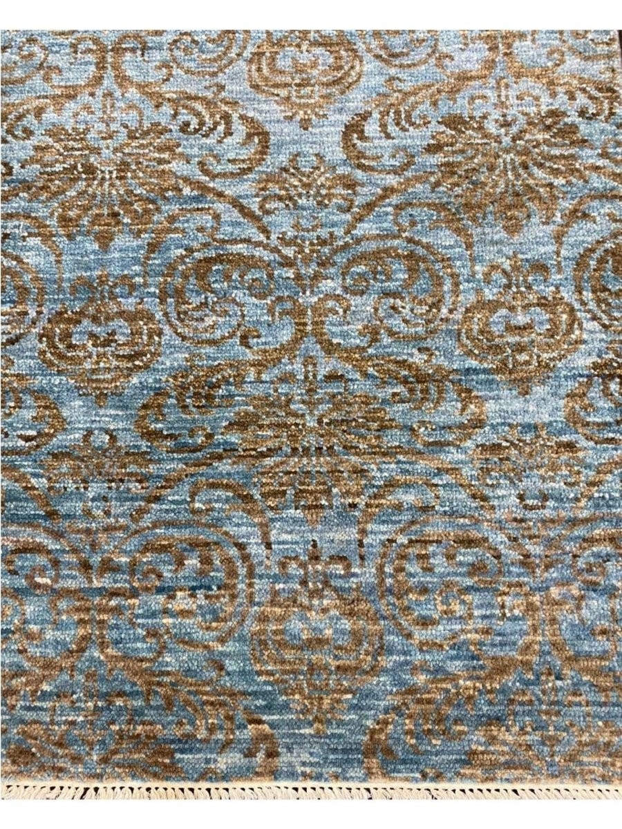 3×5 Hand-Knotted Modern Rug – Floral Light Blue Gold Design – Free US Shipping