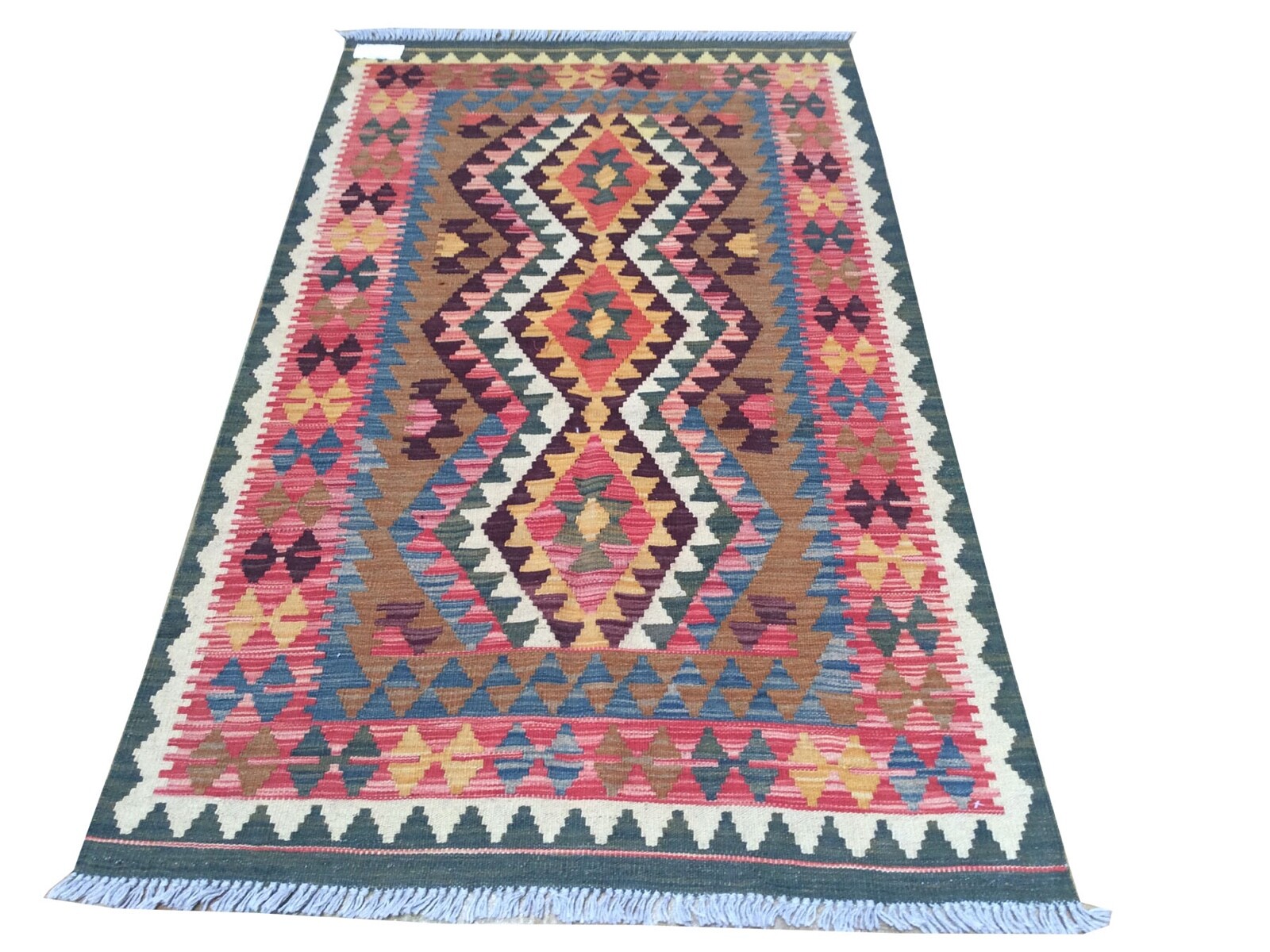 3.1 x 5.2 Reversible Hand-Woven Momana Kilim Rug Southwestern Design SZM-8-8-40