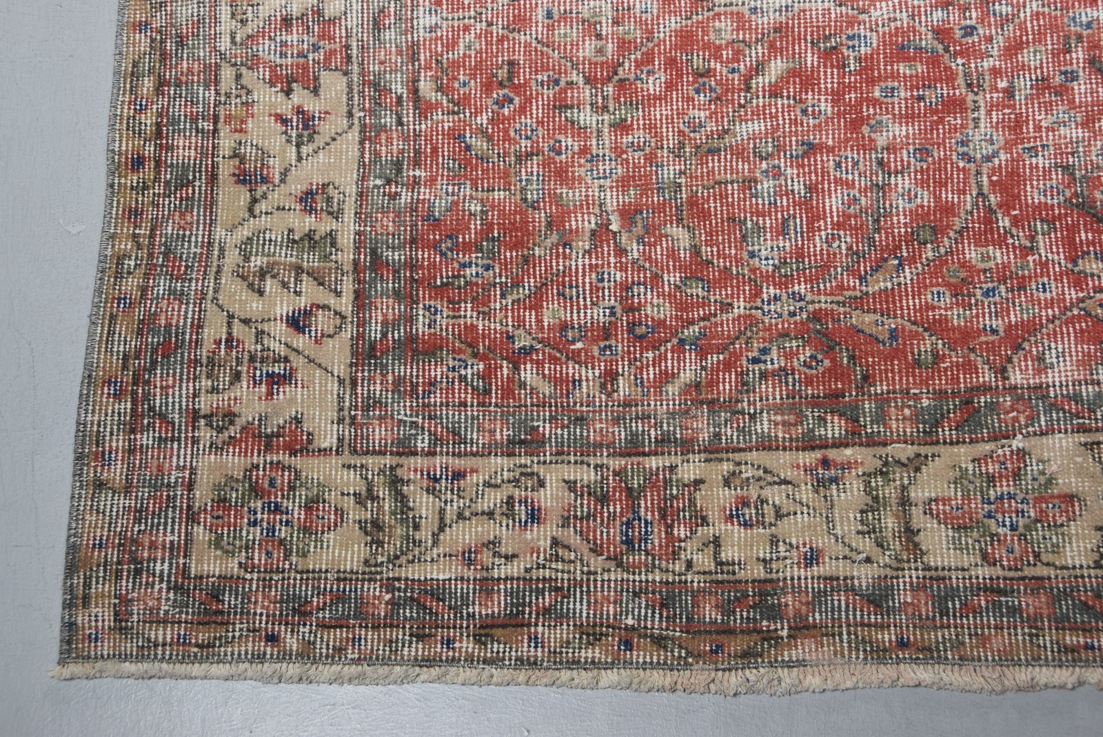 6,2×9,6 ft Turkish Large Rug, Red Blue Vintage Moroccan Wool Rug