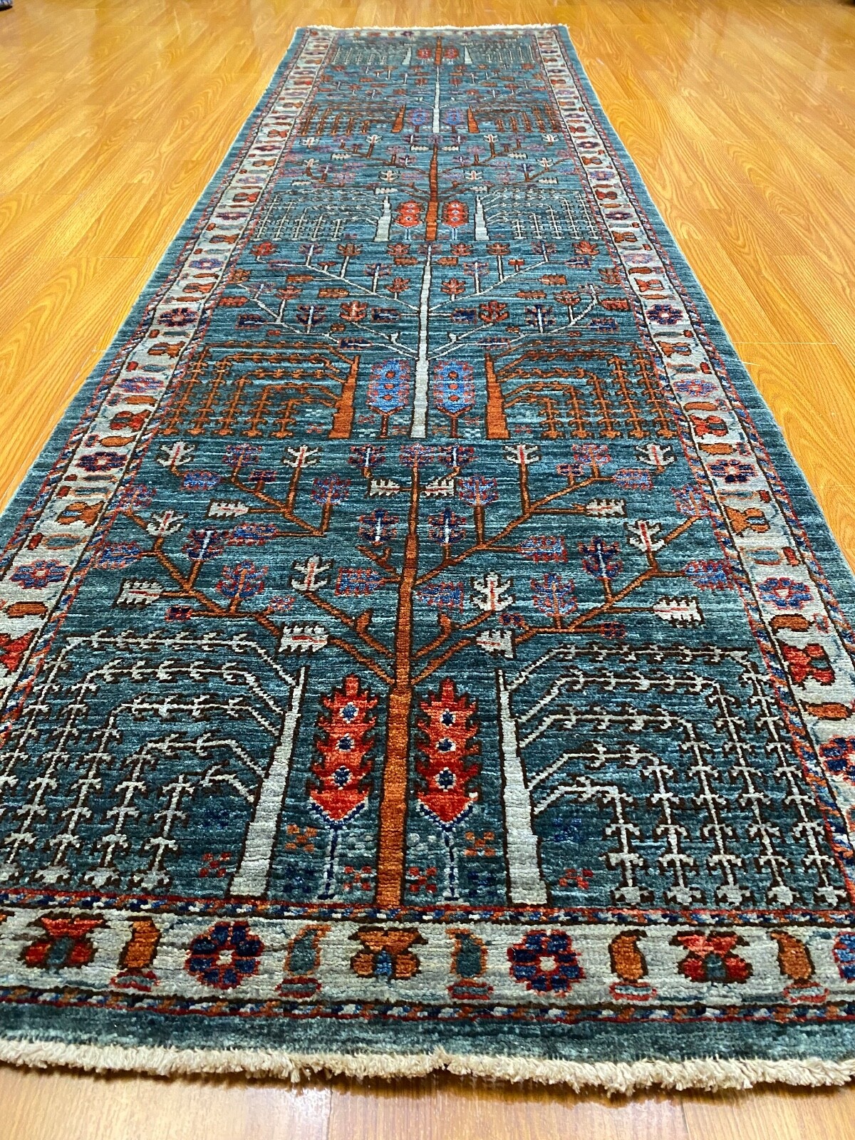 3 X 10 Ft Garden Design Hand Knotted Wool Rug