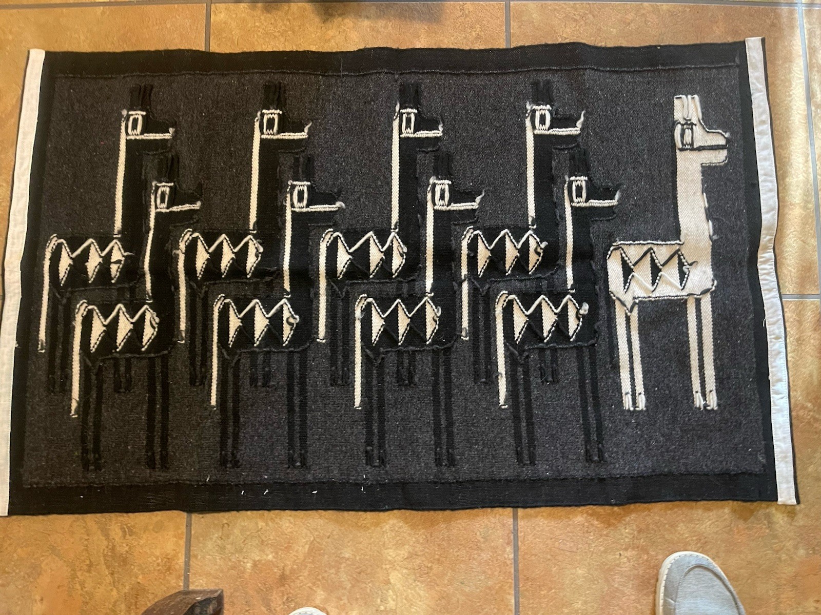 Peruvian Handmade Wool Rug Made in Peru w Llamas