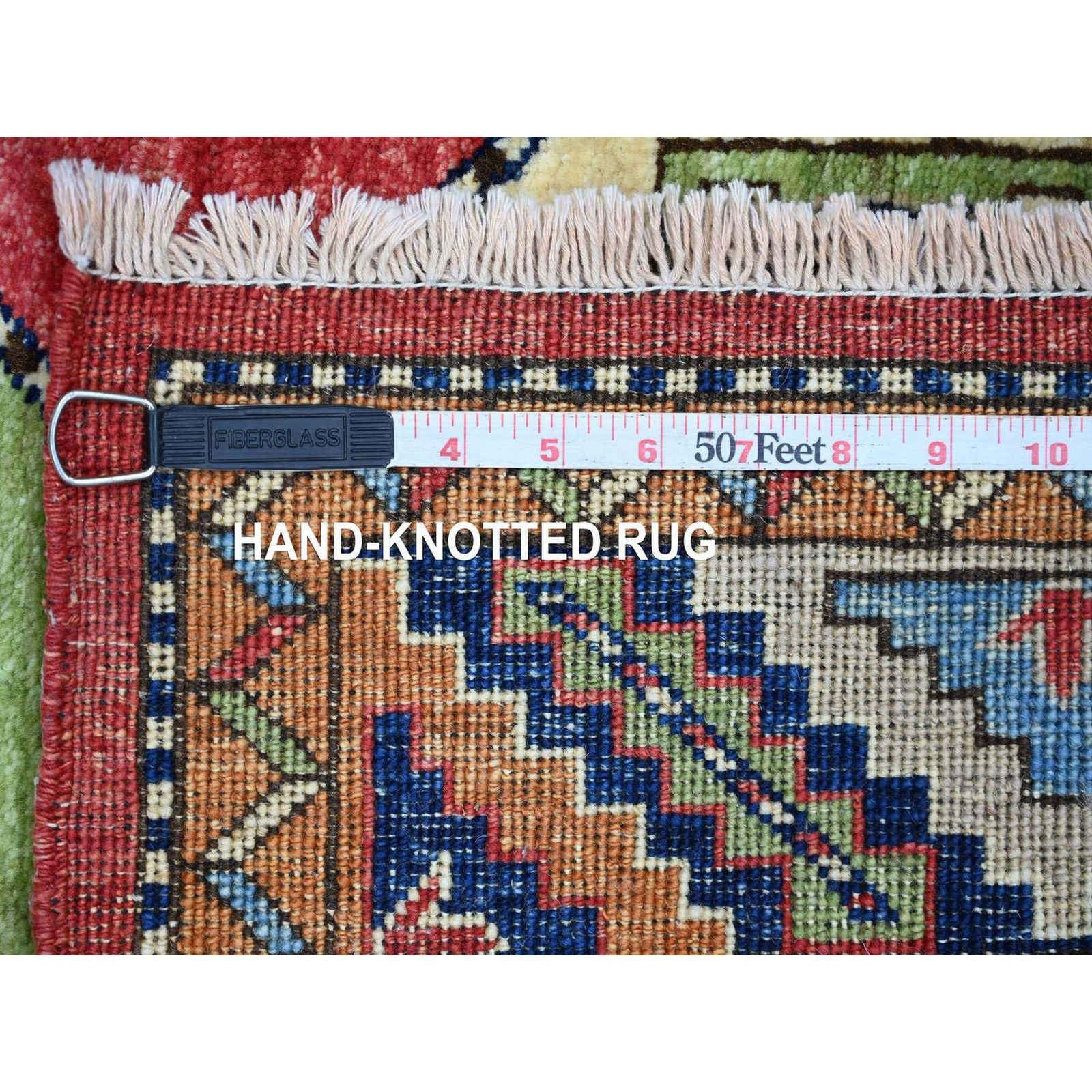 3’x4’10” Red Hand Knotted Afghan Ersari with Elephant Feet Design Wool Rug 22586