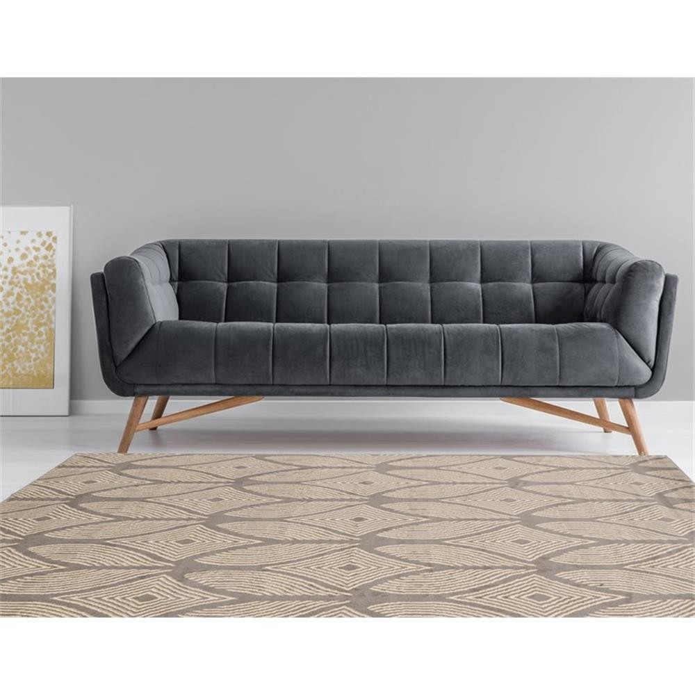 Linon Calibri Henley Polypropylene 4’3″x7’3″ Rug in Gray and Bone