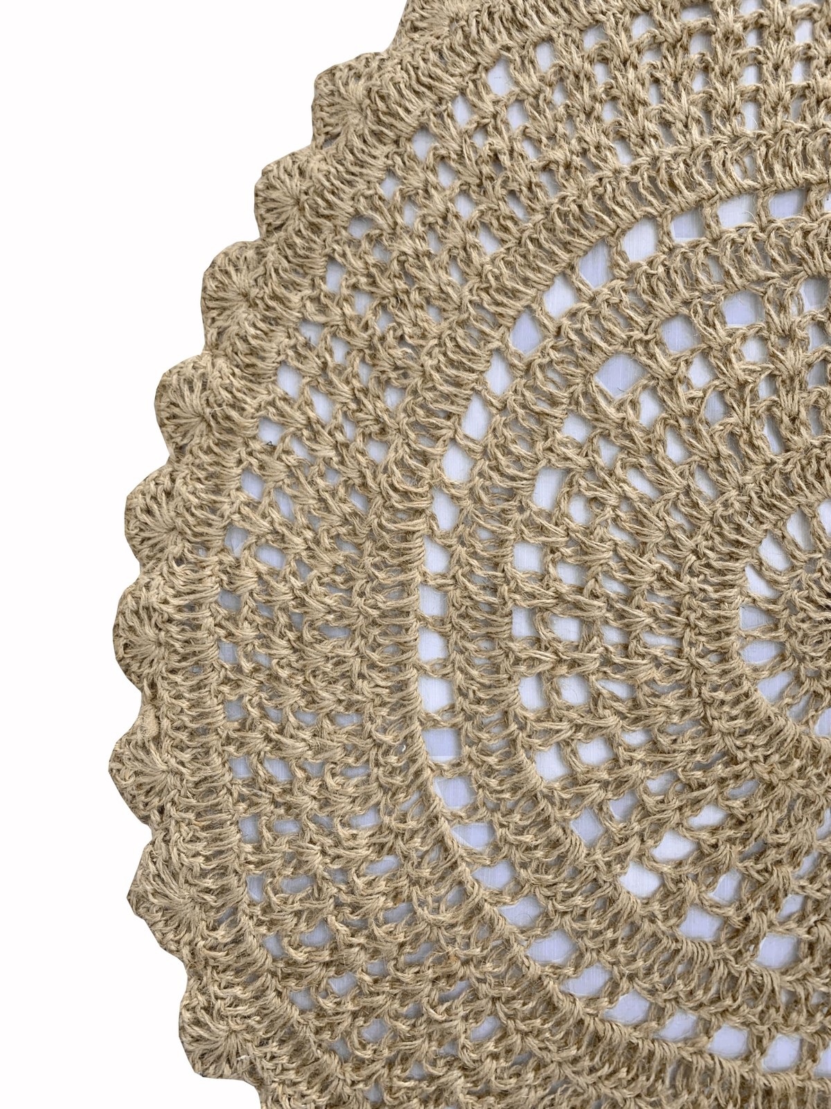 Ramanta Home Jute Handmade Natural Crochet Woven Rug 3 Feet Round Anti- Slip