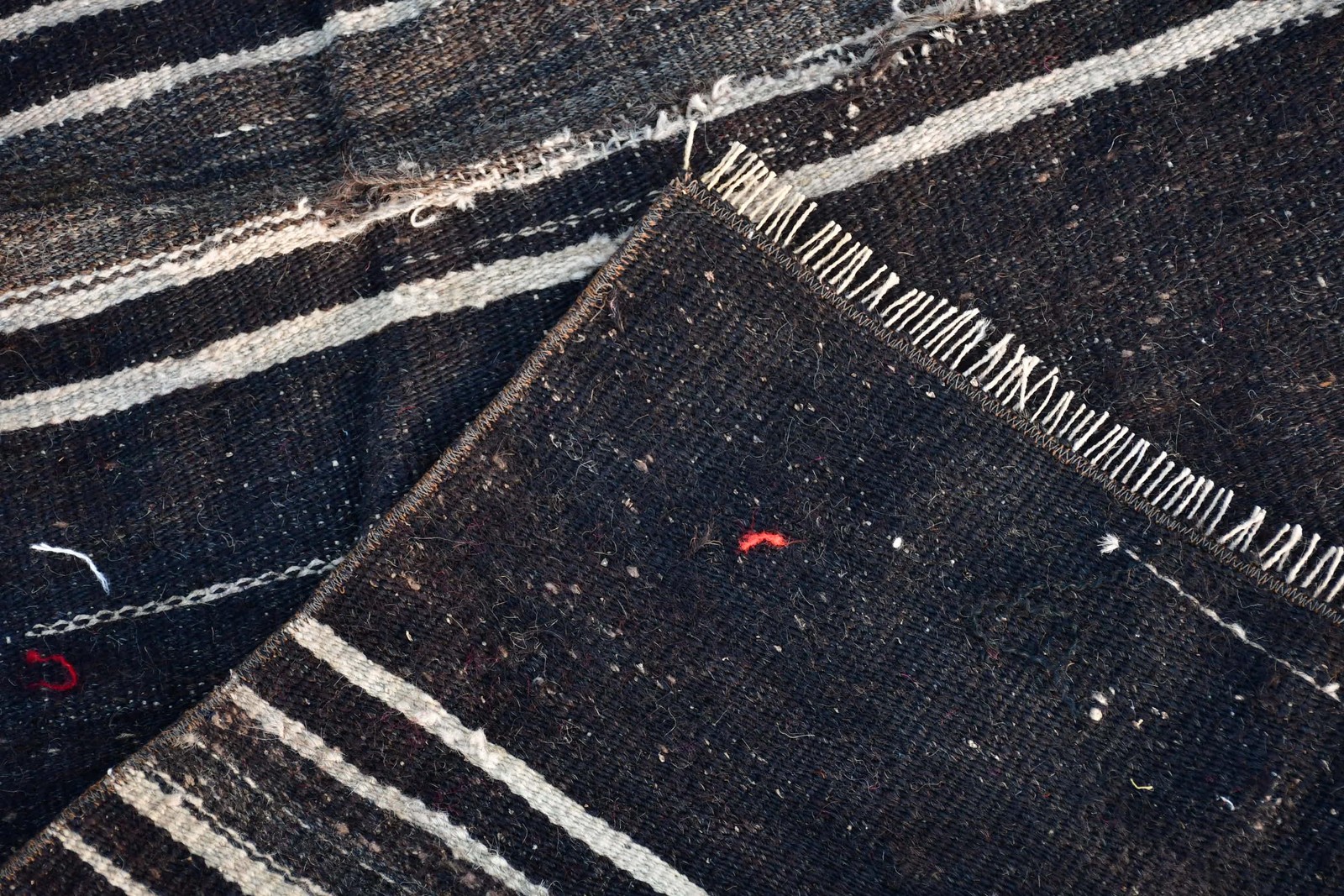 Turkish 4×8,4 ft Rug, Area Vintage Rug, Black Solid Wool Rug