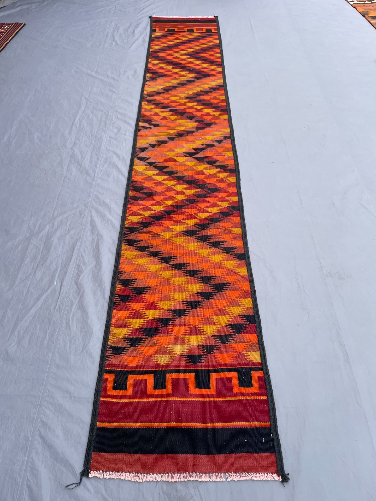 2 x 12’6 Ft Vibrant Ghalmori Kilim Runner Rug- Afghan Tribal Flatweave Bold Rug