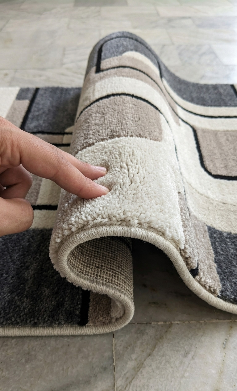 Hand Tufted Wool Runner Rug Modern Geometric Cream Gray Black Beige Carpet