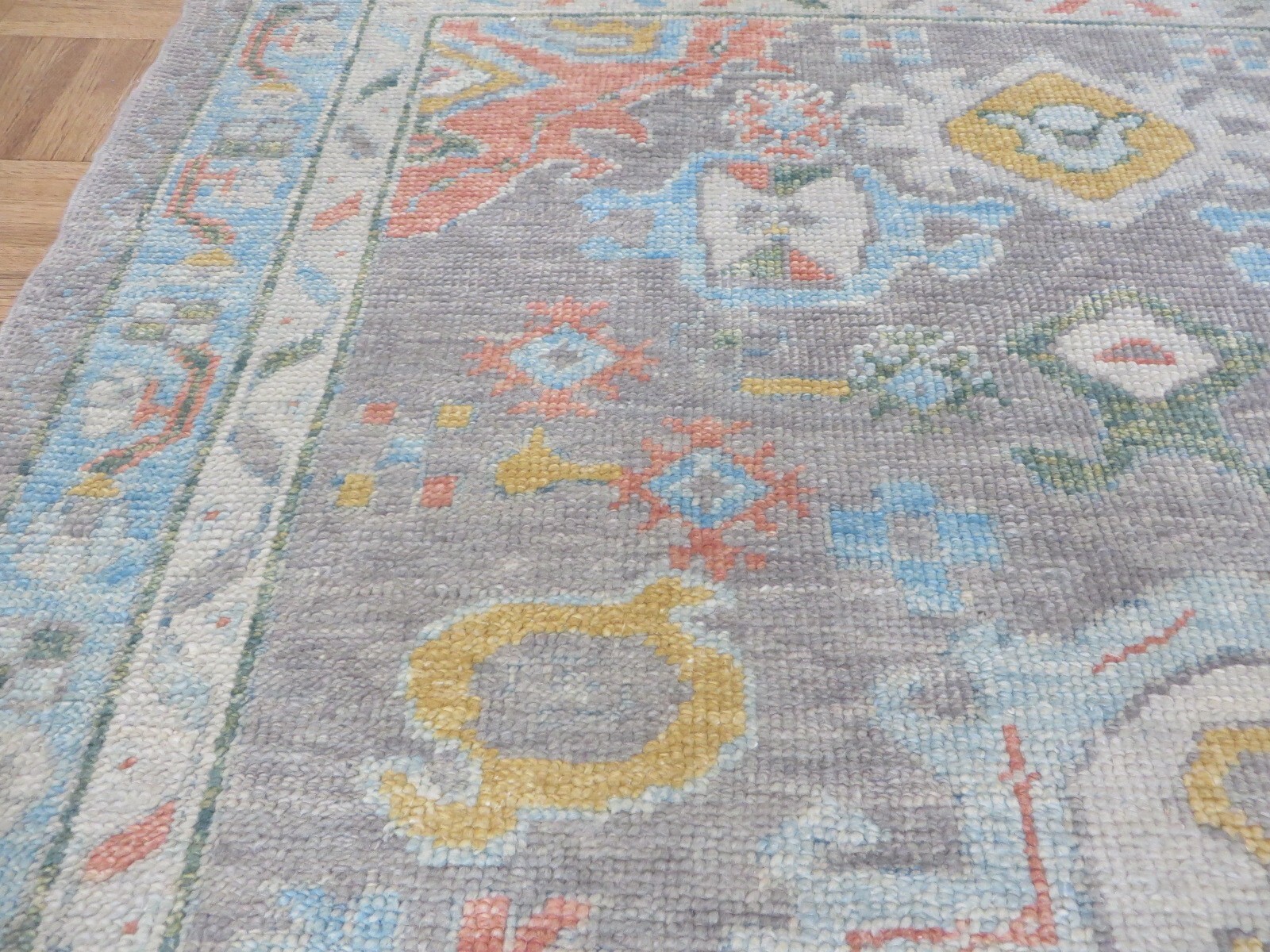 4’8 x 7’2 Hand Knotted Gray Colorful Turkish Oushak Oriental Rug G15500