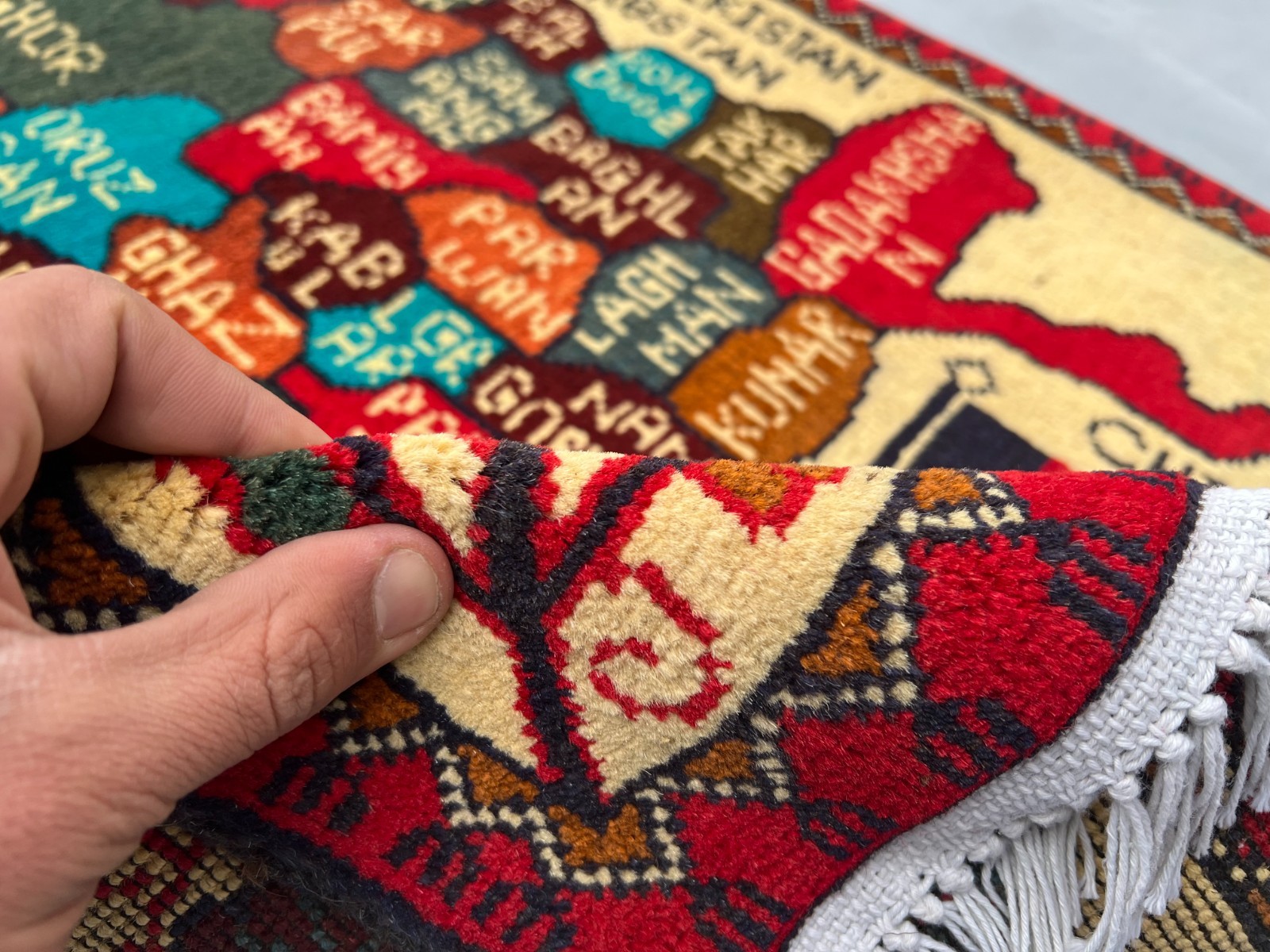 2 x 2’9 Ft Afghan Map Rug Pictorial Afghanistan Design Handmade Wool Carpet