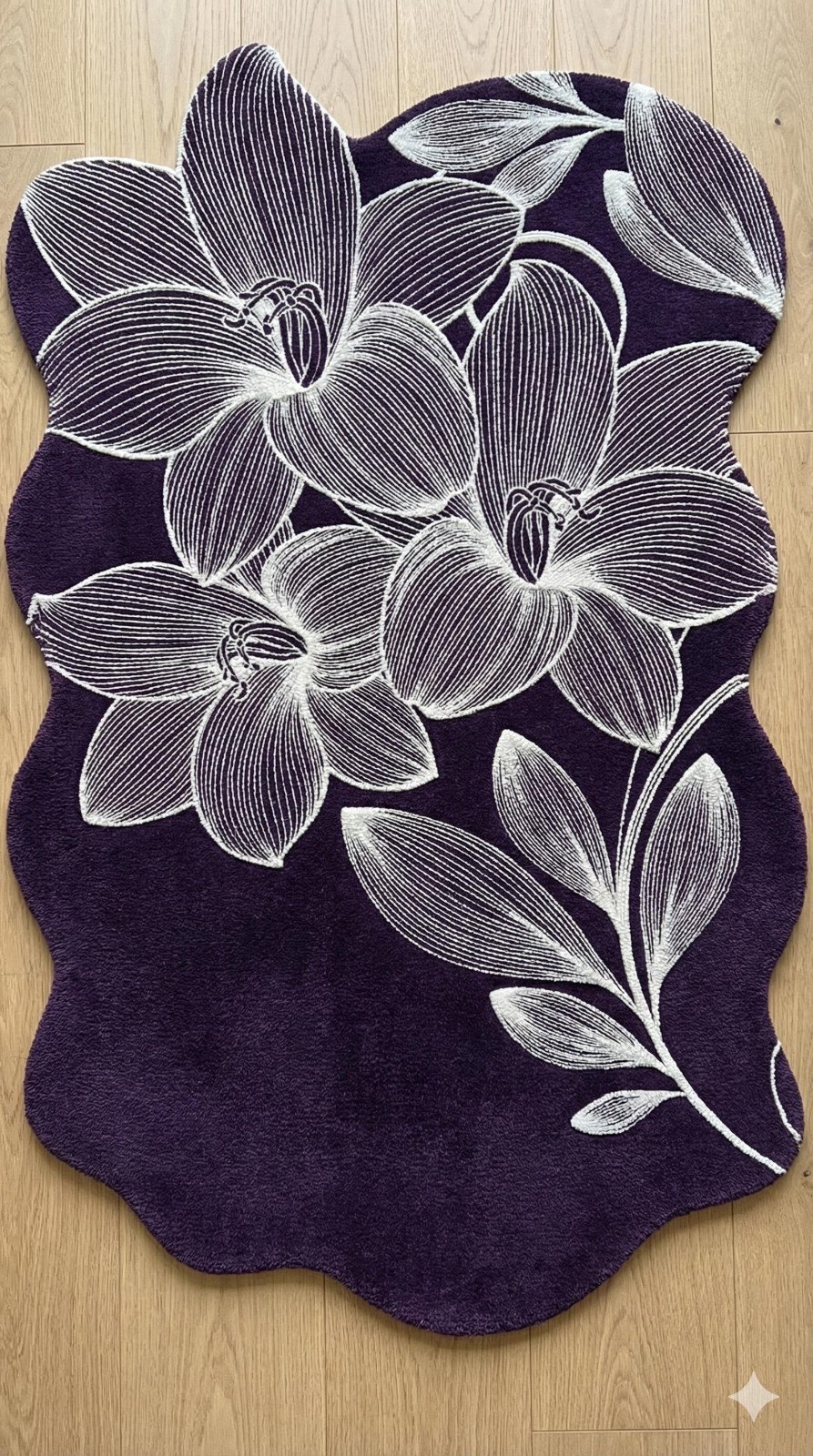 Modern Floral Hand Tufted Rug Purple Botanical Wool Rug | Luxury New Zealand 6×9