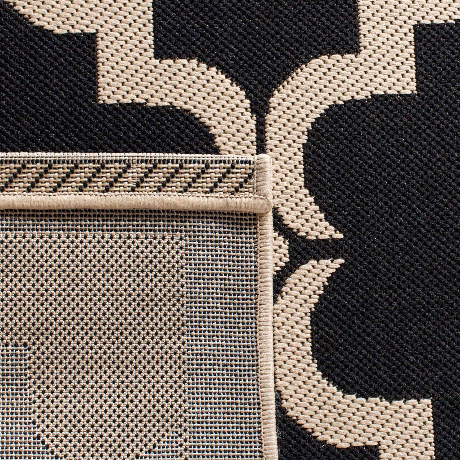 Courtyard Collection 6’7″ x 9’6″ Black/Beige CY6009 Trellis Indoor/ Outdoor W…