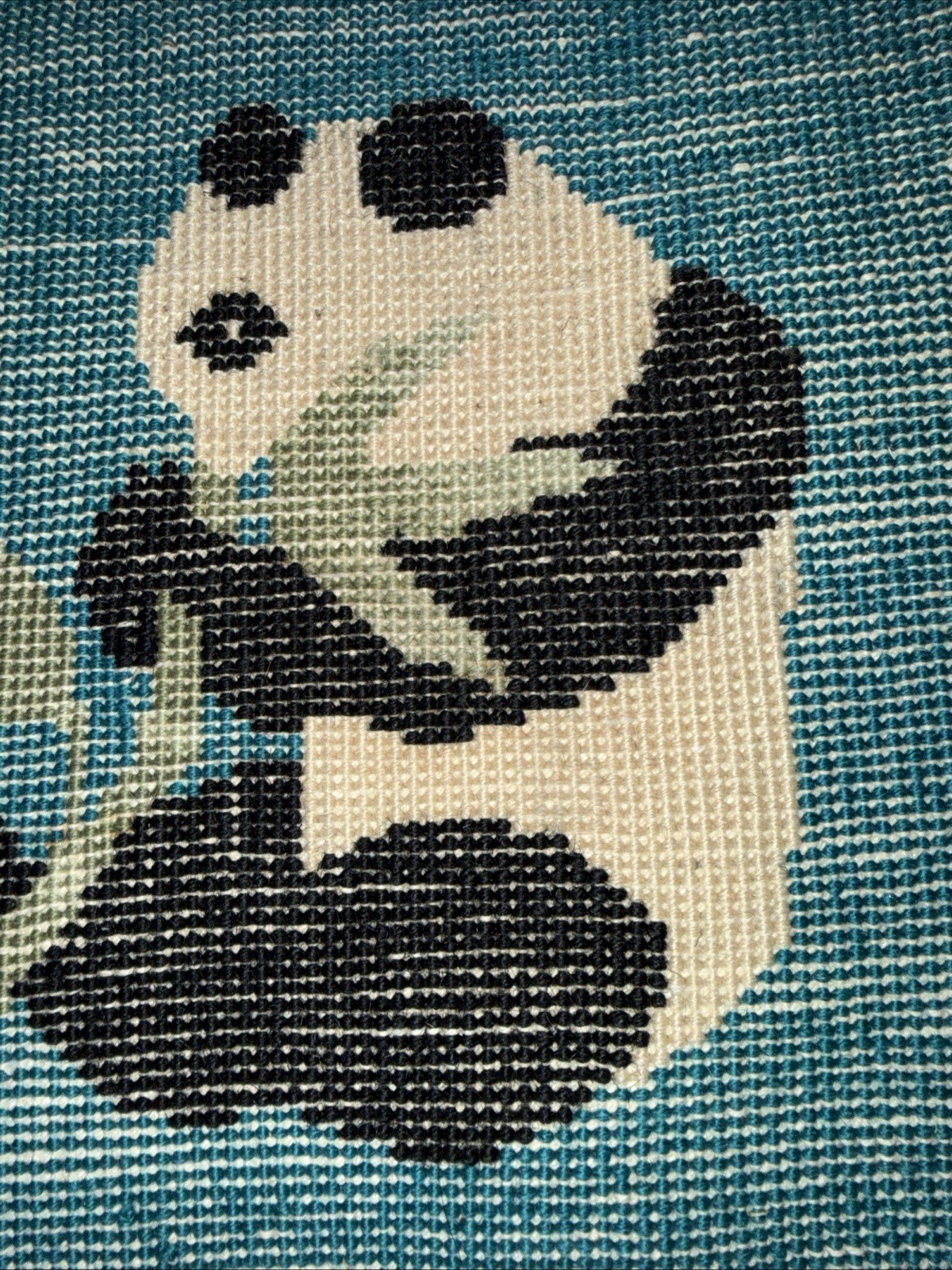 Vintage Oriental Panda Rug Thick Hand Woven approx 20”x 14” Including fringe