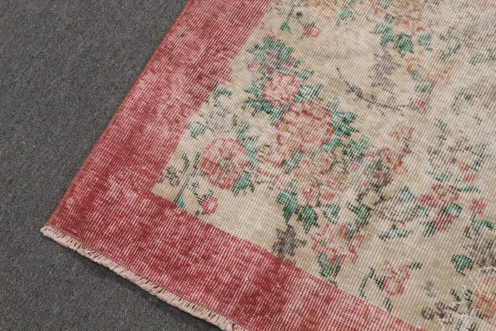 6,3×9,3 ft Large Vintage Turkish Rug, Red Animal Print Wool Rug