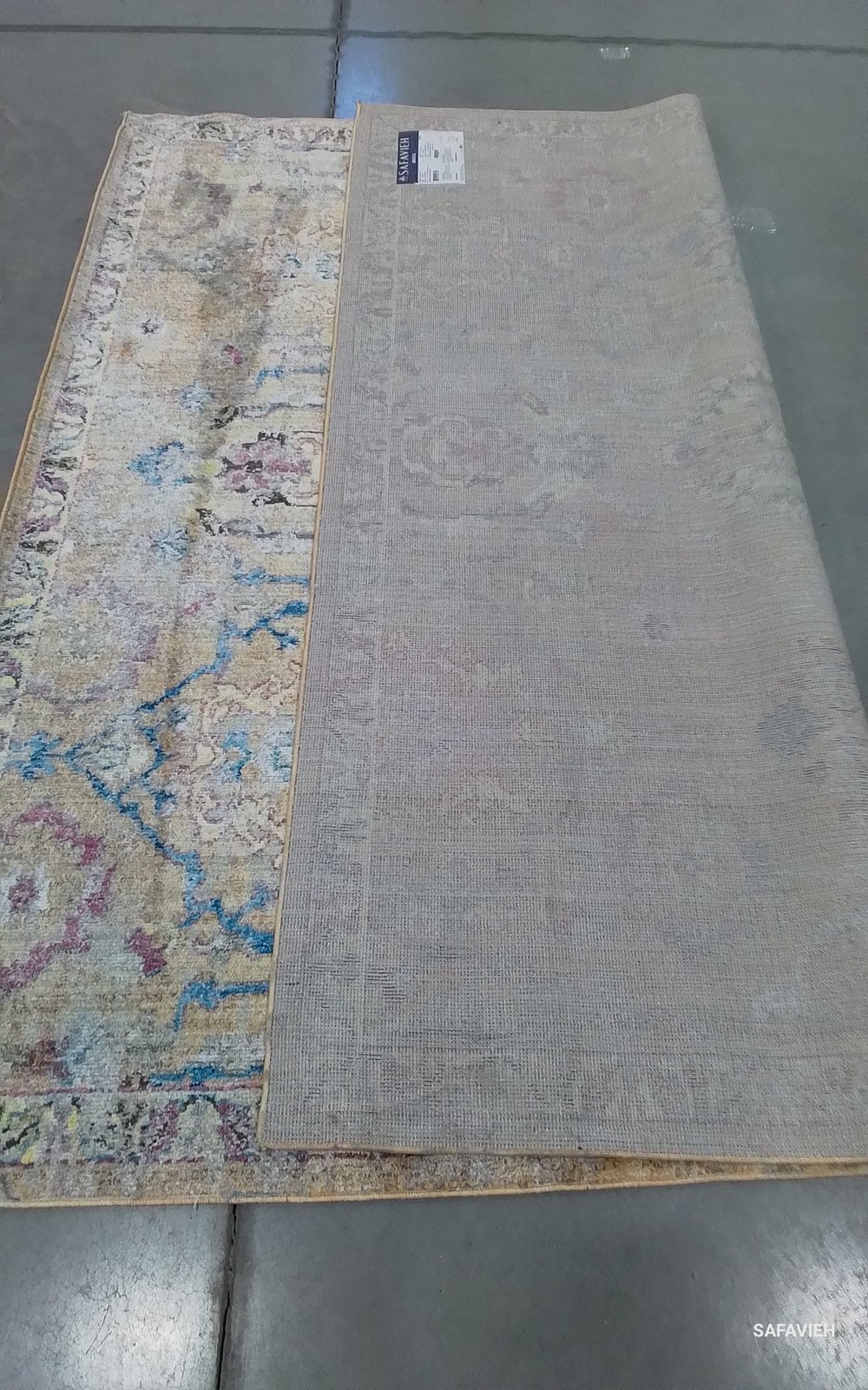 CAMEL / BLUE 7′-0″ x 7′-0″ Stained Rug, Reduced Price 1172804014 BTL347C-7SQ
