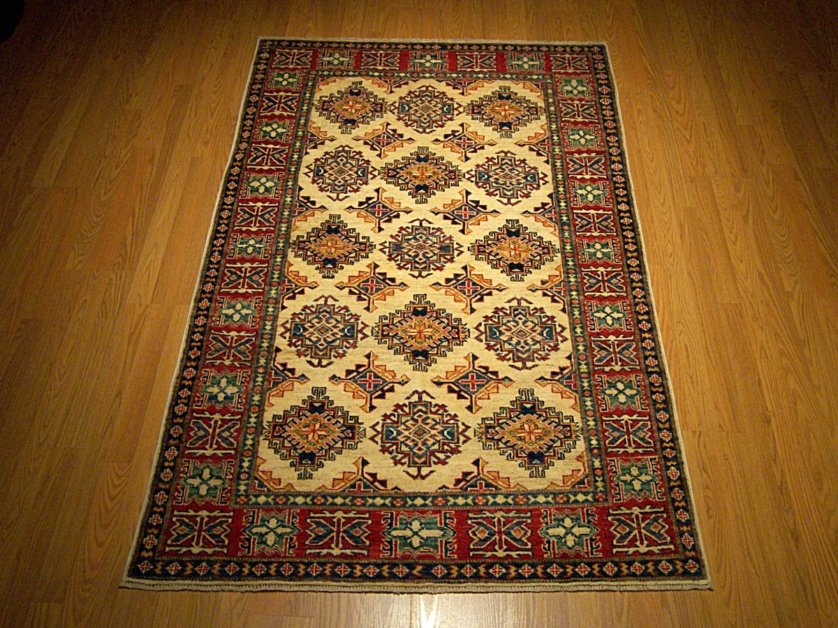 4 x 6.3 High Quality Handmade Afghan Caucasian Kazak Rug _Natural Dyes Fine Wool