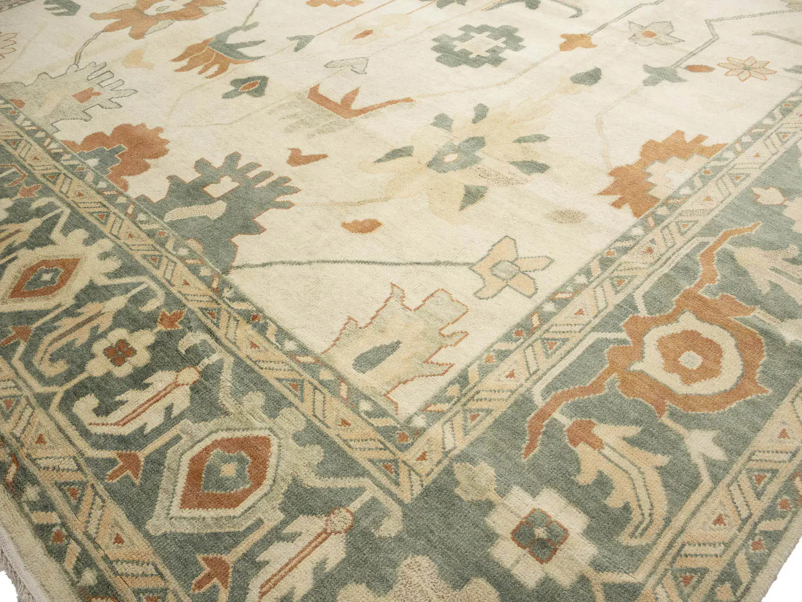13×21 ft Hand-Knotted Floral Rare Oushak Design Oriental Rug Extra Large Carpet